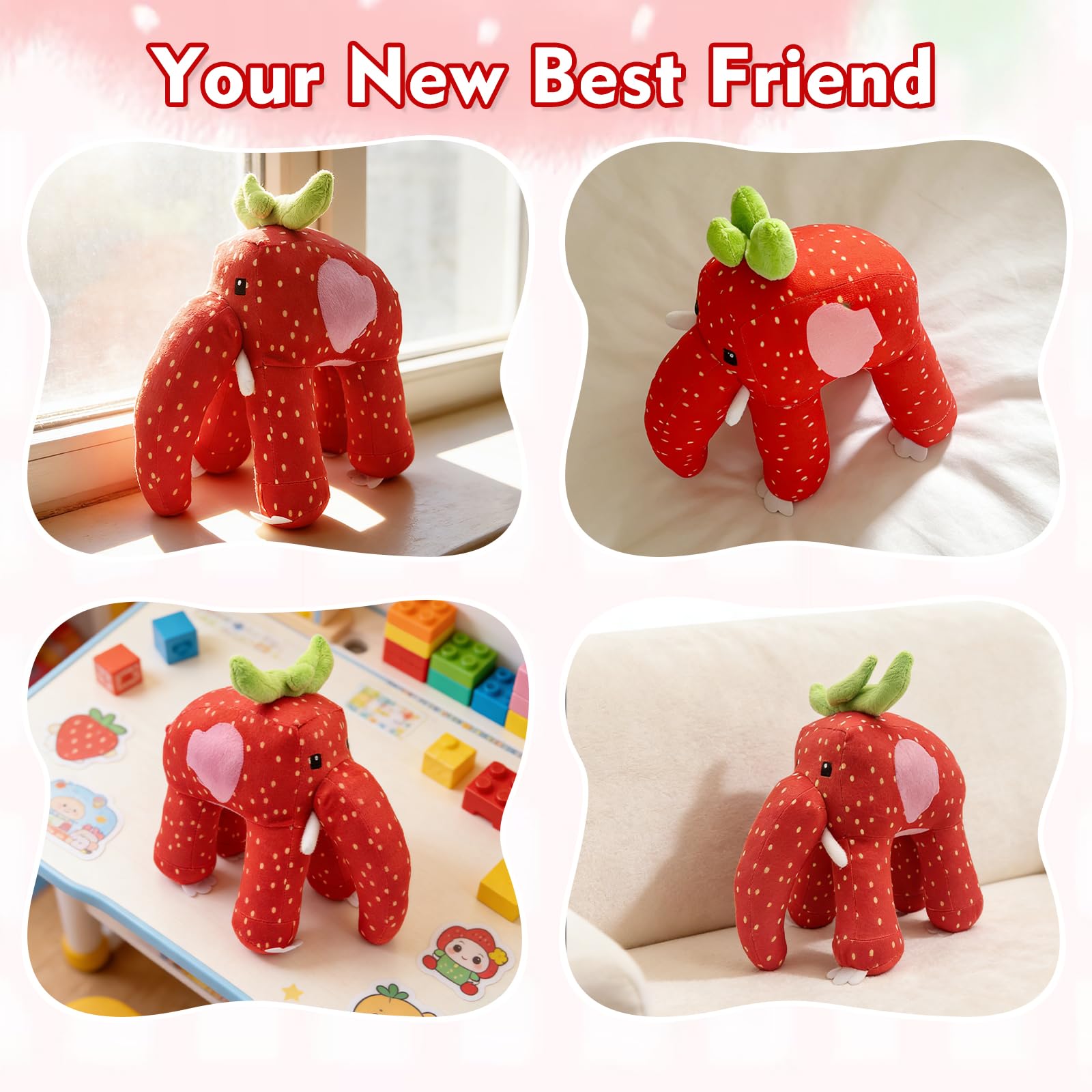 Ashloter Strawberry Elephant Brainrot Teddy Plush, Steal a Italian Brain Rot - Image 3