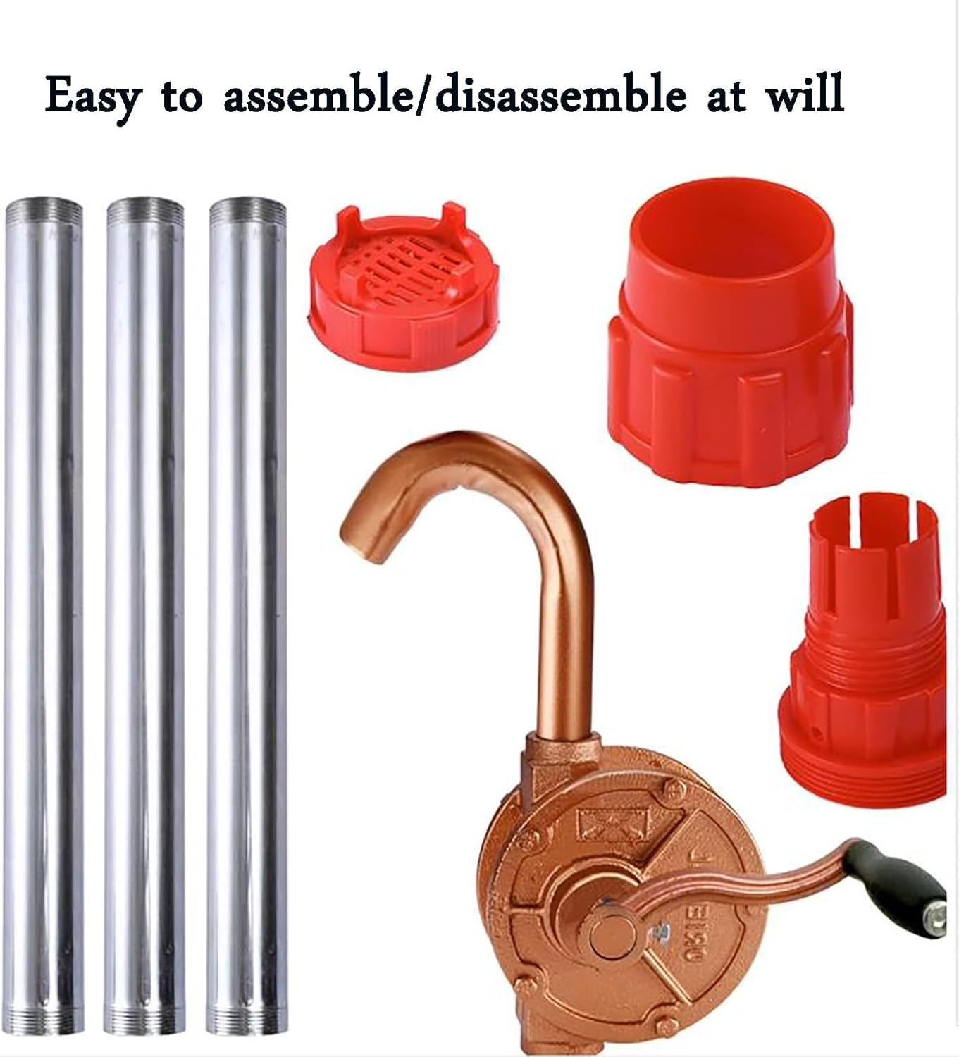 COYEUX Rotary Hand Oil Barrel Pump, Self Priming Fuel Oil Diesel Pump, 360° Easy Shake, 32mm/1.26’’ Outlet, Bottom Thread Filter, Designed to Transfer Fuel, Oil, Diesel, Kerosene