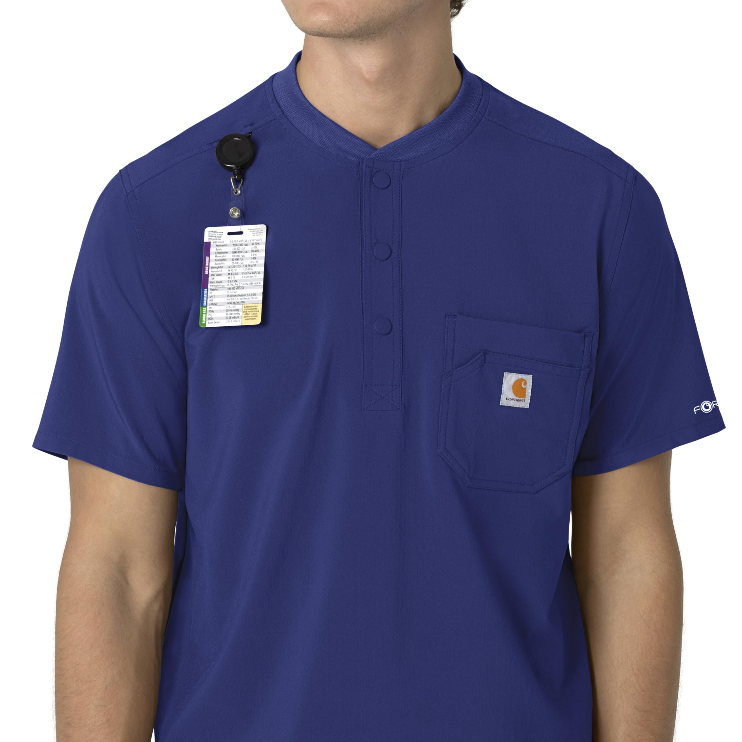 Carhartt Force Cross-Flex Scrubs dla mężczyzn, Henley Scrub Top - Galaxy Blue, 3X