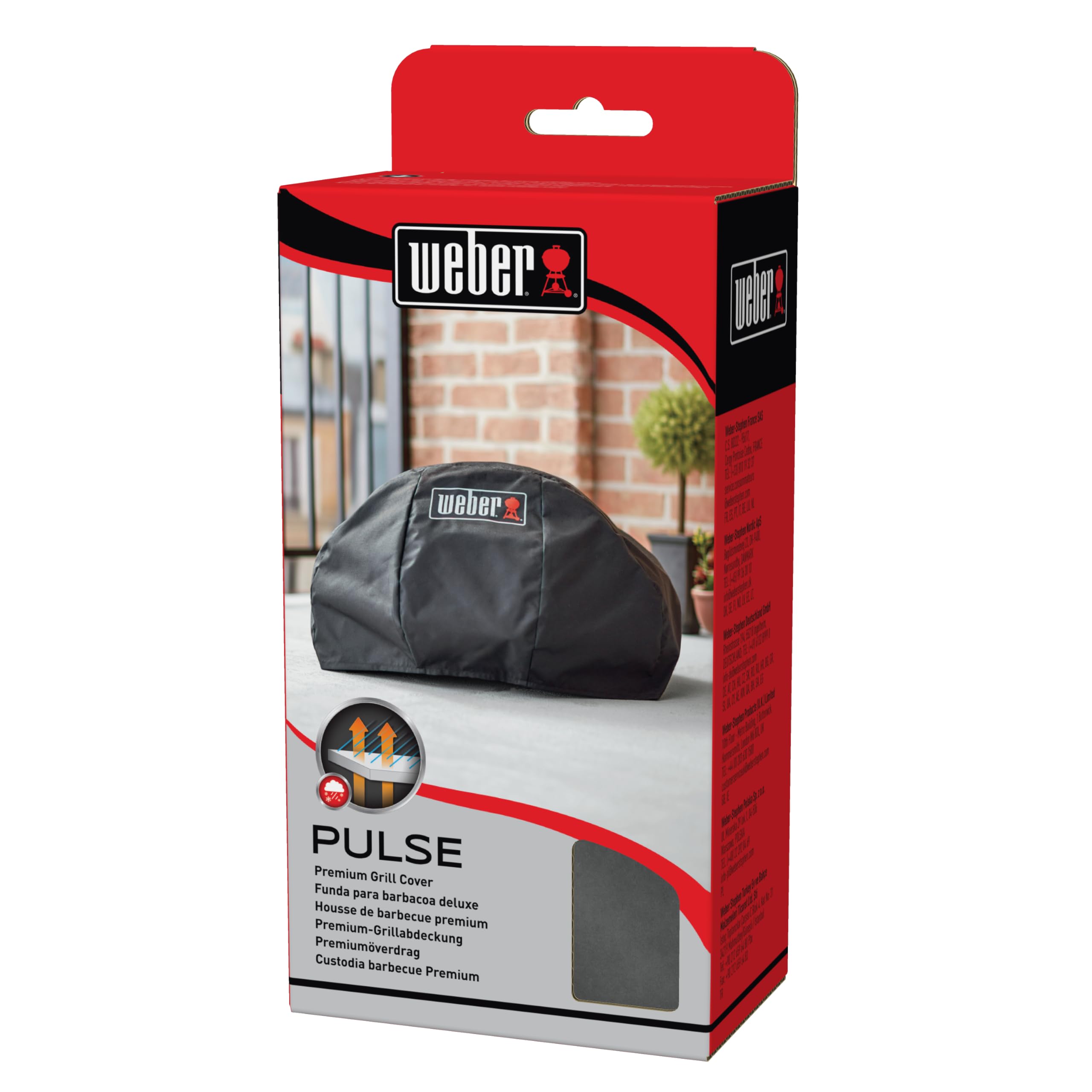 Weber Copertura Premium per Barbecue Pulse 1000, Traspirante, Resistente ai Raggi UV e all’Acqua, Protezione da Vento e intemperie, con Chiusura in Velcro – Nero (7180)