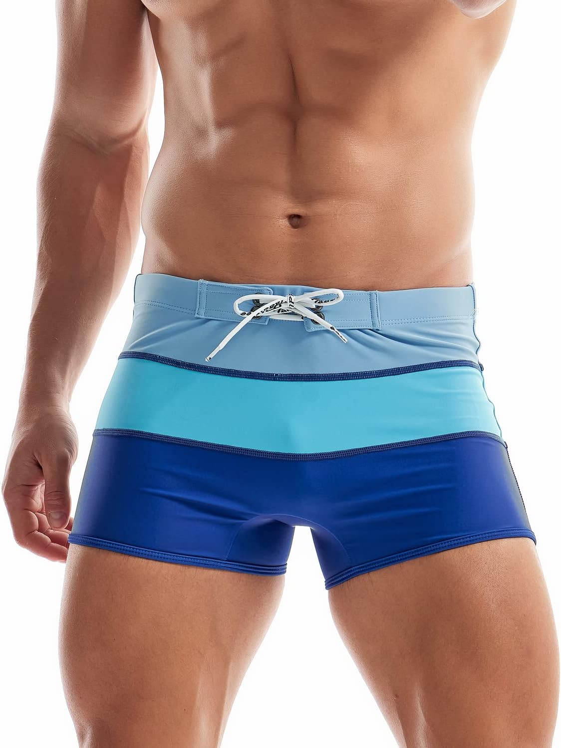 Men Swimwear Swimsuits Swim Boxer Trunks Square Cut Bathing Suits Briefs