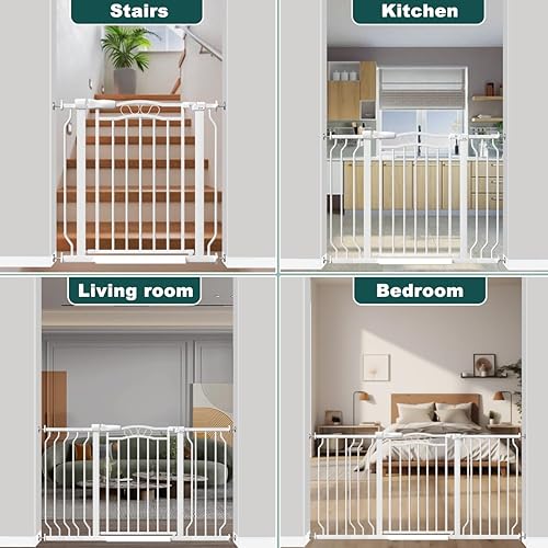 Miniatura 7 de Fairy Baby Puerta de seguridad para perros extra ancha de 53.1 a 62.5 pulgadas, extensiones de puerta de seguridad para perros para escaleras,