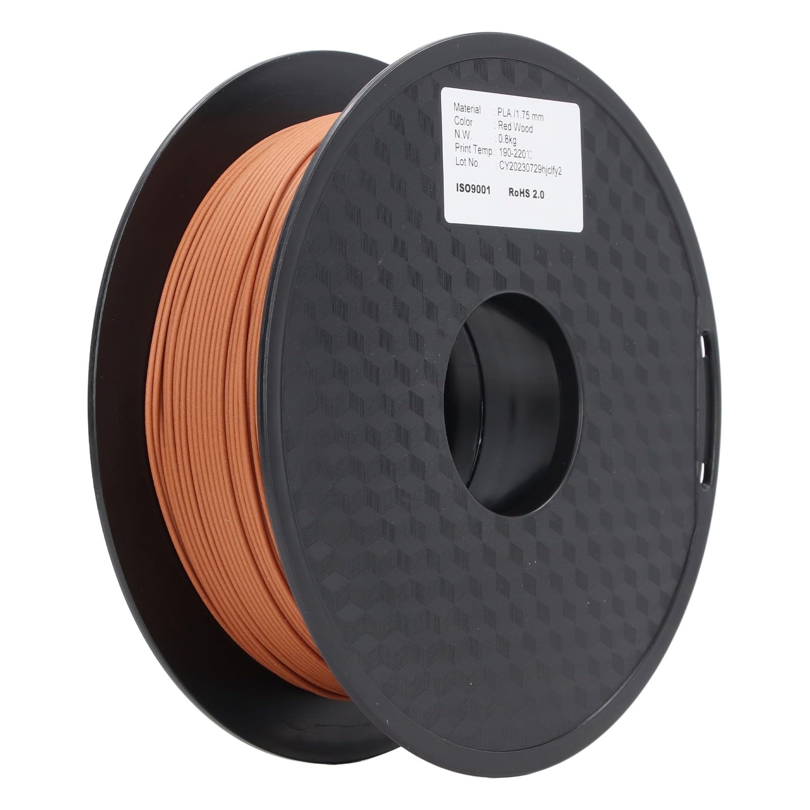 1.75mm PLA Filament, Rot Holzoptik, Entblockungsfrei, Geruchsarm, Überlegene Haftung, für 3D Drucker, Zuhause, Büro
