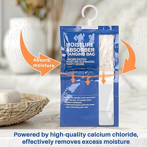 Miniatura 5 de Absorbentes de humedad  4 paquetes de bolsas deshumidificadoras colgantes para armario, bolsas absorbentes de humedad, bolsas desecantes para el