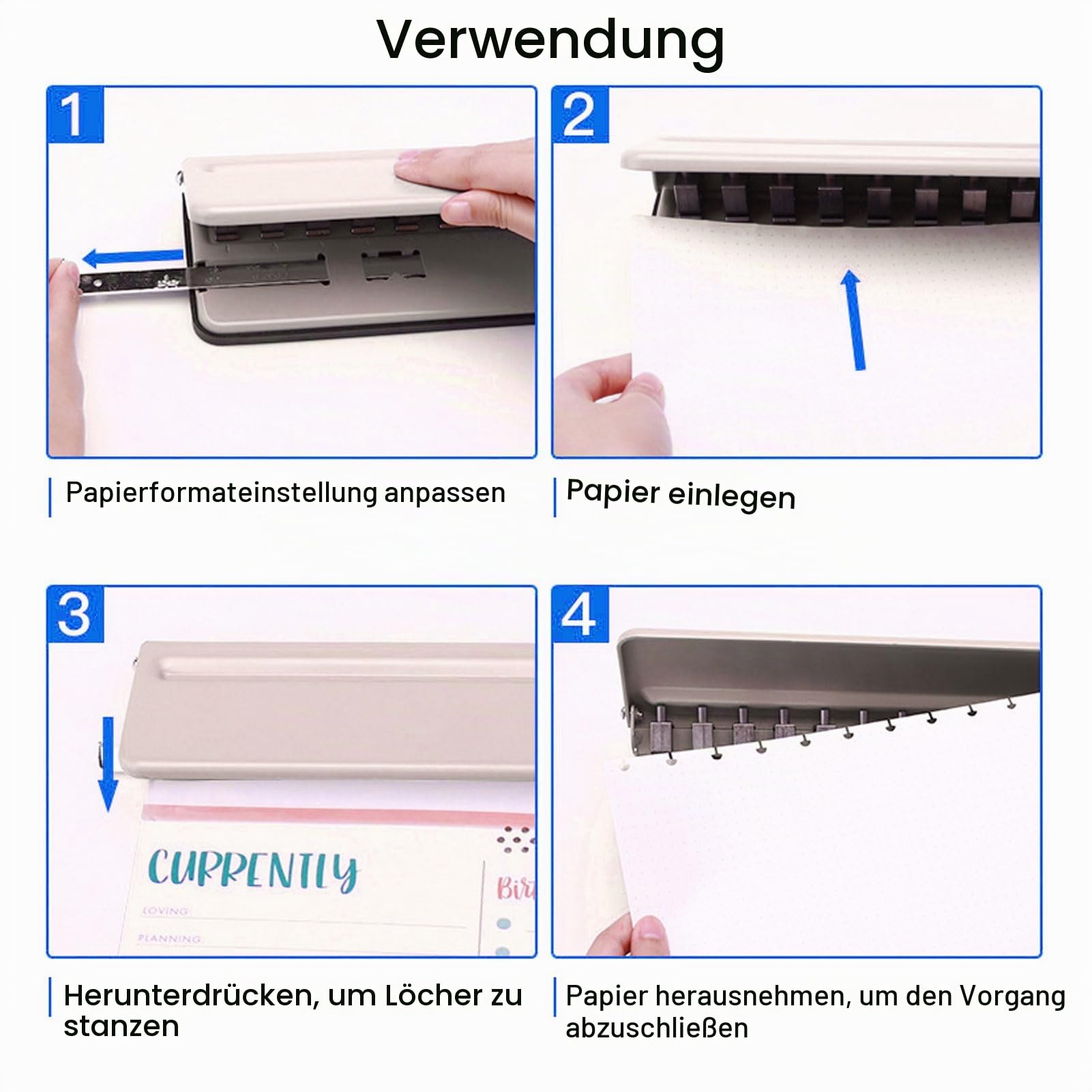 Luocute Discbound Locher, 12 Löcher, Pilzform, für A4, A5, B5, A7-Planer, mit Ergonomischem Griff und Metall-ABS-Konstruktion, für Notizensystem und Bürogebrauch