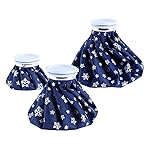 Ice Bags for Injuries Reusable: Ohuhu 3 Packs Ice Cold Packs Ice Bag Hot Water Hot & Cold Therapy Pain Relief for Knee Leg Injury No-Leak Breathable Waterproof Ice Bags 3 Sizes 6/9/11, Dark Blue