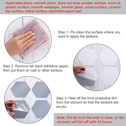 Miniatura 3 de 32 calcomanías con efecto de espejo para pared, removibles, calcomanía de acrílico para decoración de casa, sala o dormitorio, hexagonales, para