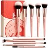 Set de brochas de maquillaje Mlemle, kit de 10 piezas para polvo/base, rubor y ojos | Incluye brochas para polvo, base, rubor, contorno, correctores y sombras de ojos 1