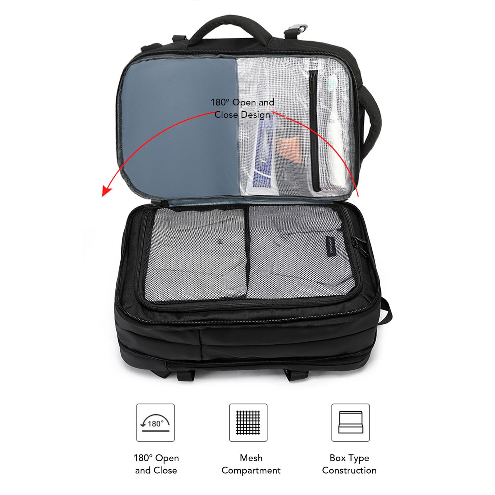 Gugxiom Sac à Dos 55L Compression de Vide de Voyage Extensible avec Une Pompe à Air, Une épreuve d'eau et Un Sac à Dos D'ordinateur Portable Anti-vol pour la Randonnée, Les