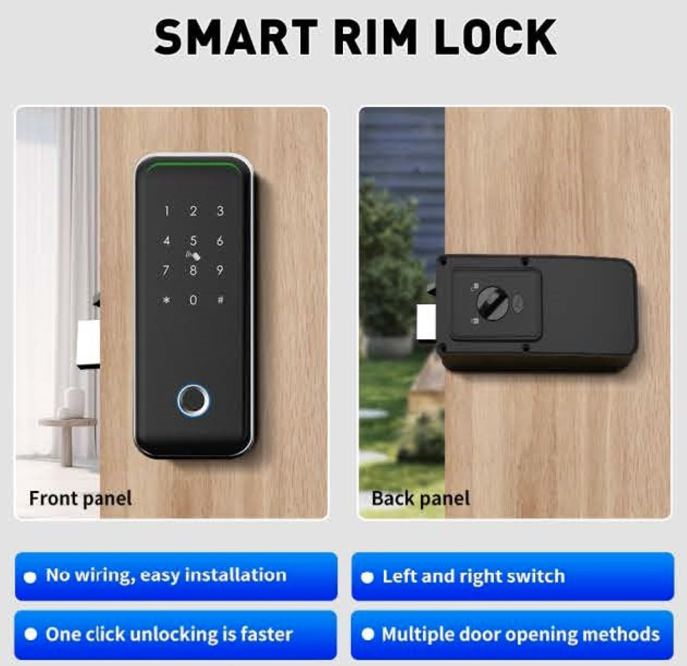 Smart Door Lock with Alloy Deadbolt | 5-in-1 Keyless Entry, Fingerprint Recognition, Touchscreen Keypad, IC Card, Remote in-App Entry and Monitoring and Comes with Mechanical Keys