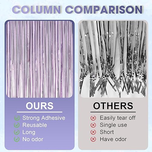 Miniatura 93 de Cortinas de fondo de flecos de papel de aluminio para fiestas, 3 piezas, 39.6 x 98.4 pulgadas, azul retro 48 Retro Azul,03 Rosa,04 Rosa