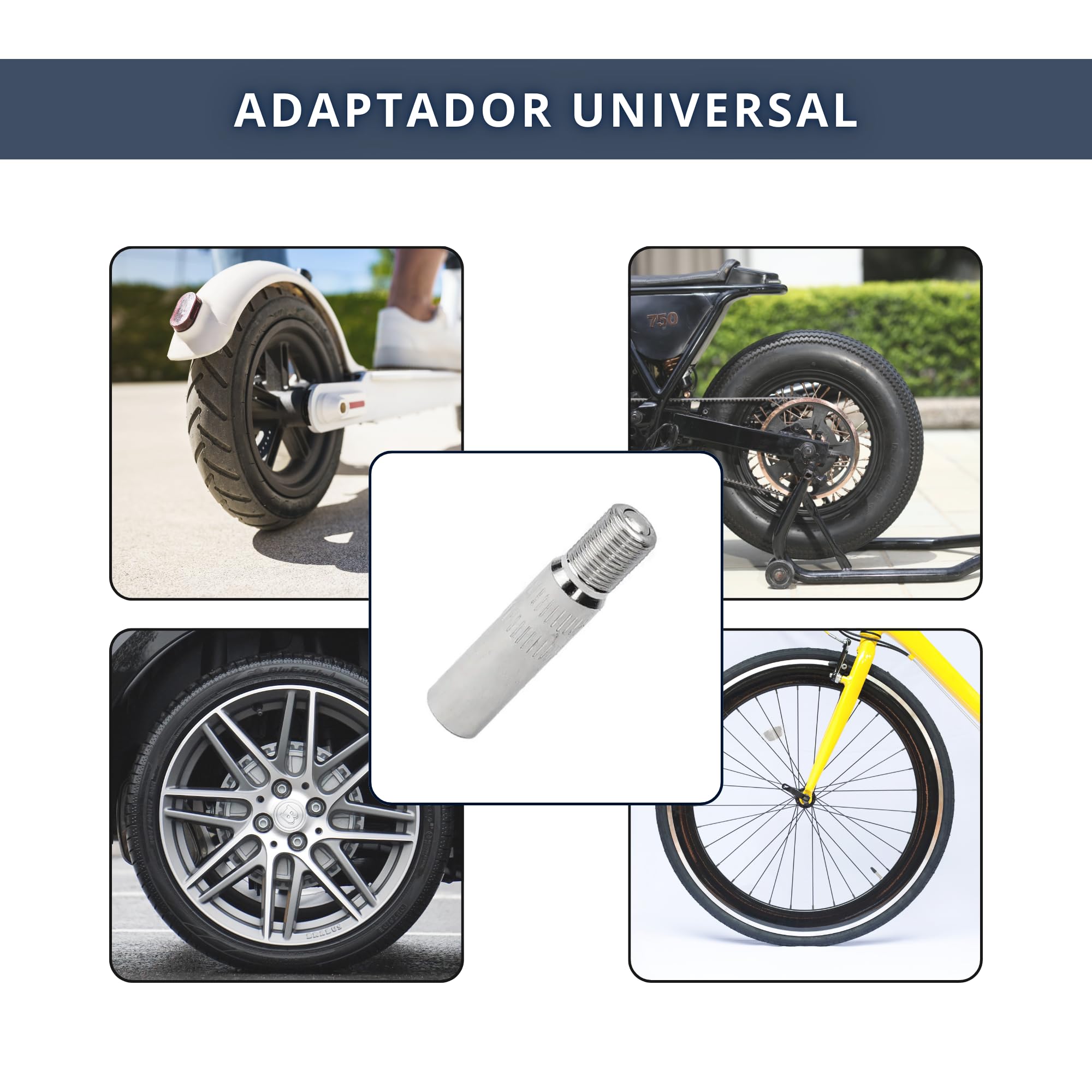 Adaptador de Válvula Antirretorno para Inflado de Patinetes Eléctricos, Universal Xiaomi Cecotec SmartGyro