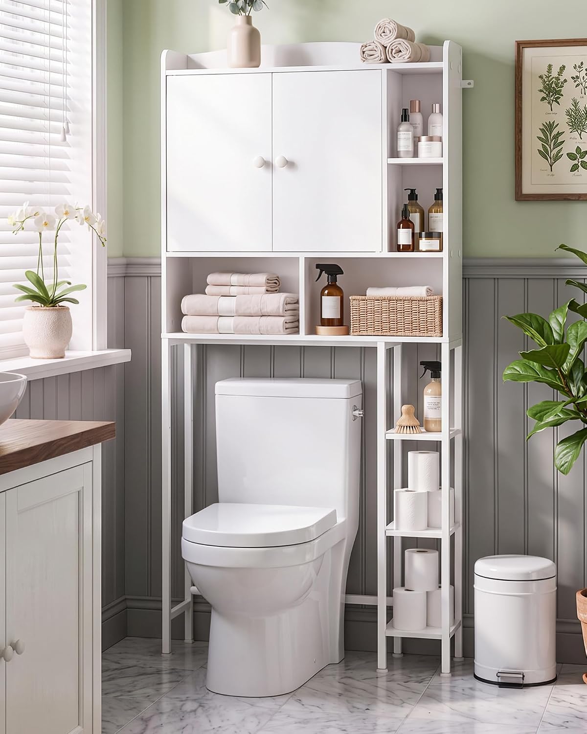 Kitsure Over Toilet Storage Cabinet, 66.9" H Multi-Compartment