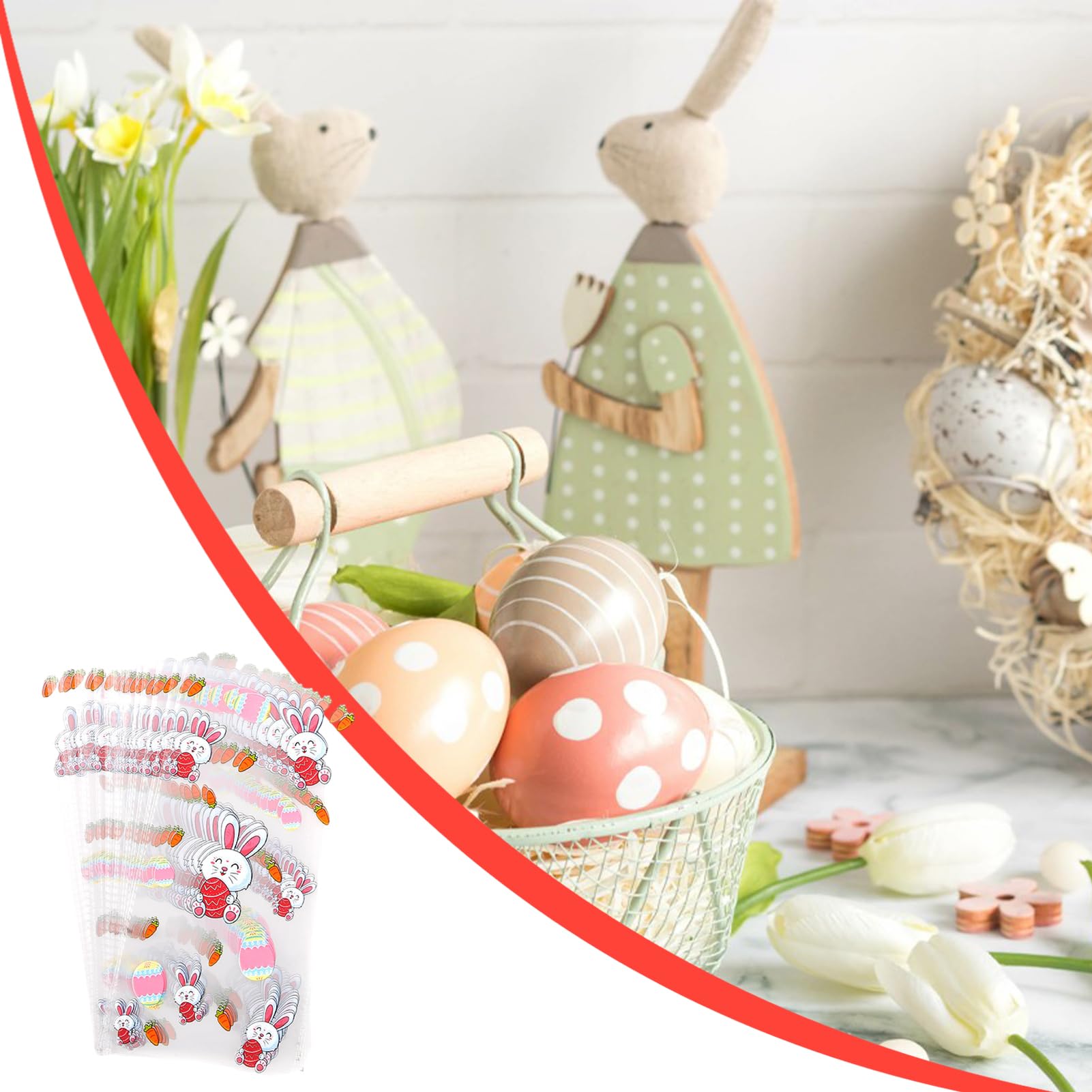 100 Zellophanbeutel Für Ostern – Mit 100 Goldfarbenen Bändern, Transparent, Für Süßigkeiten & Geschenke