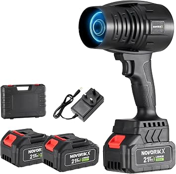 NovorikX 20V Cordless Mini Turbo Leaf Blower, 30000RPM Handheld Snow Blower with 2 X 3.0Ah Batteries & Charger, Ultra-Light, 55m/s for Car/Lawn/Garage Cleaning and Snow Removal