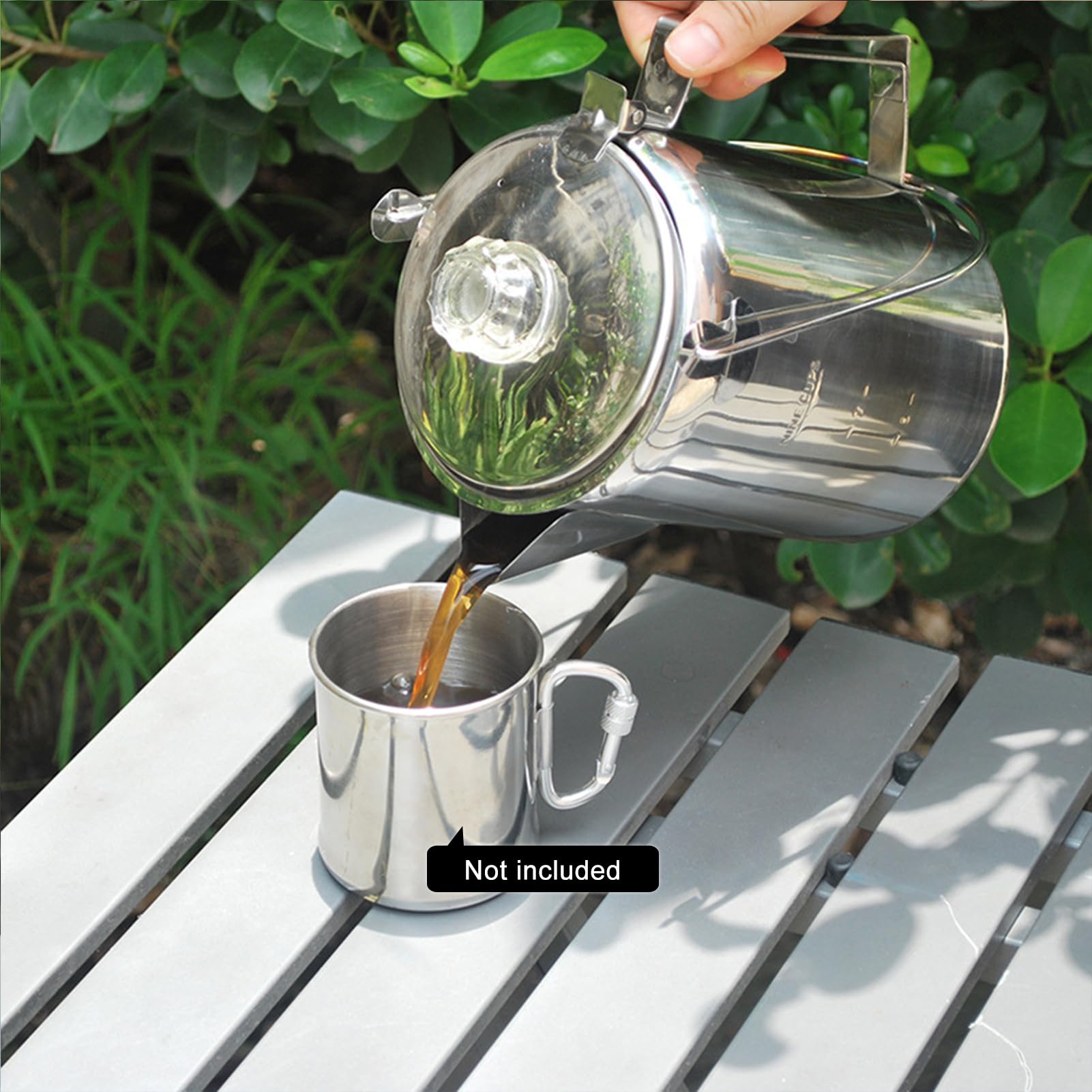 LIXADA 1.2L extérieur 9 Tasses en Acier Inoxydable percolateur cafetière cafetière pour Camping Maison Cuisine
