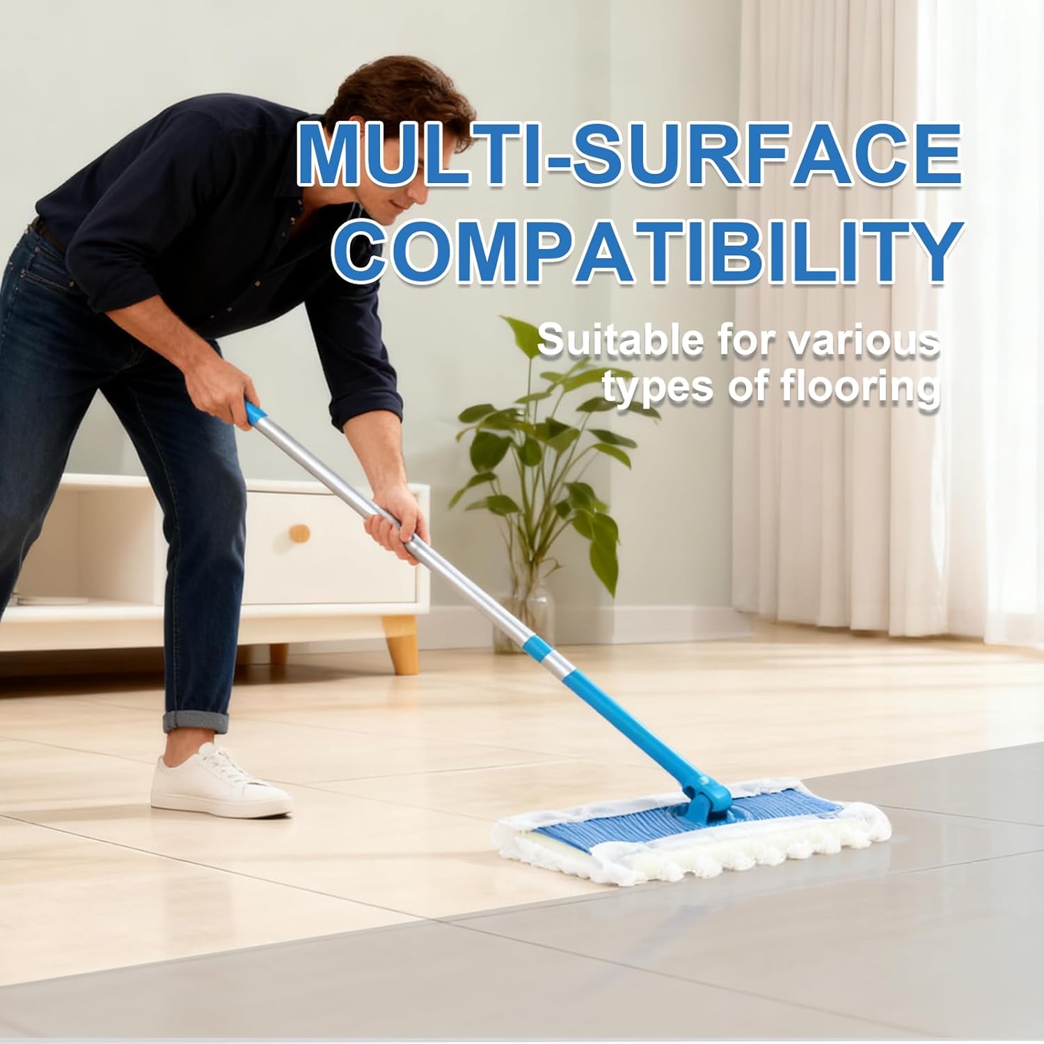 100Pcs Heavy Duty Dry Sweeping Cloths Replacement for Swiffer Mop, Microfiber Duster Mop Pad Refills, Disposable for Hardwood and Multi-Surface Cleaning
