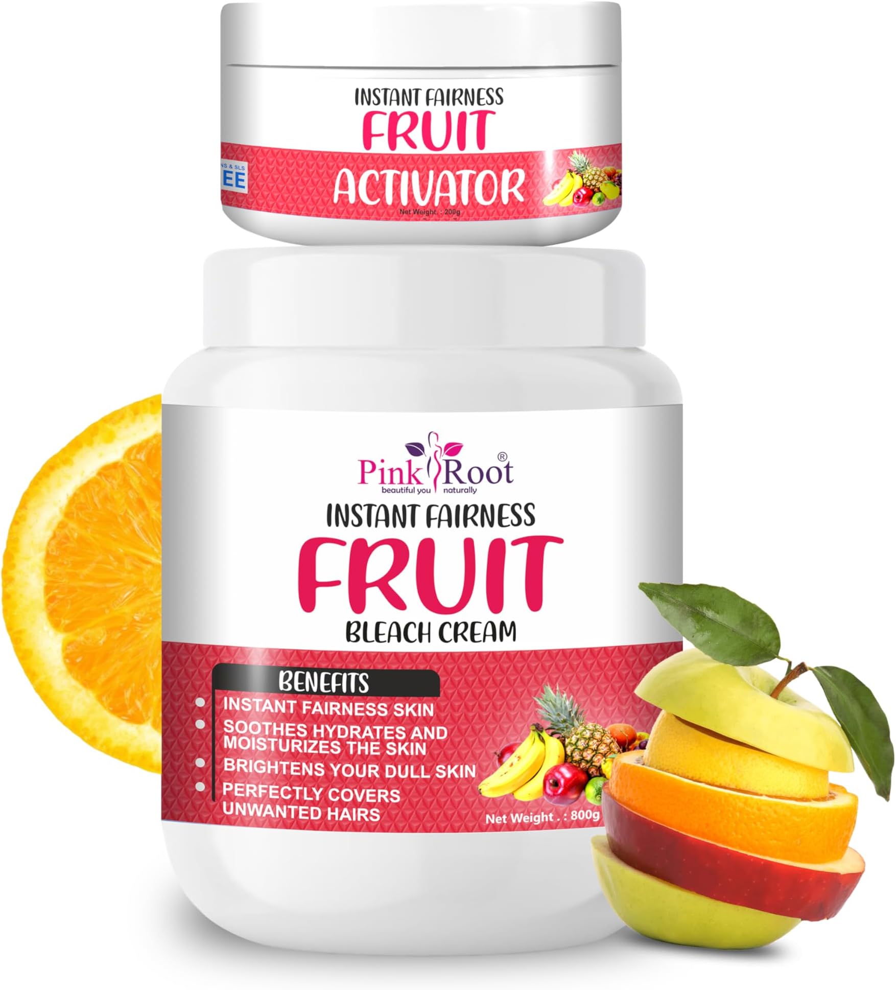 Pink Root Fruit Bleach Cream with Activator 1Kg, for Instant Fairness of Skin, Reduces Dark Spots & Gives the face Soft, Radiant & Luminous Effect|| Bleach Cream For All Skin Types