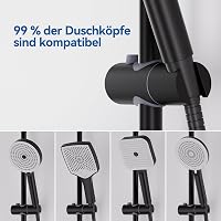 Auralum 70 cm zuhanysín állítható magassággal, 360° forgatható tartóval, rozsdamentes acél, fekete 4