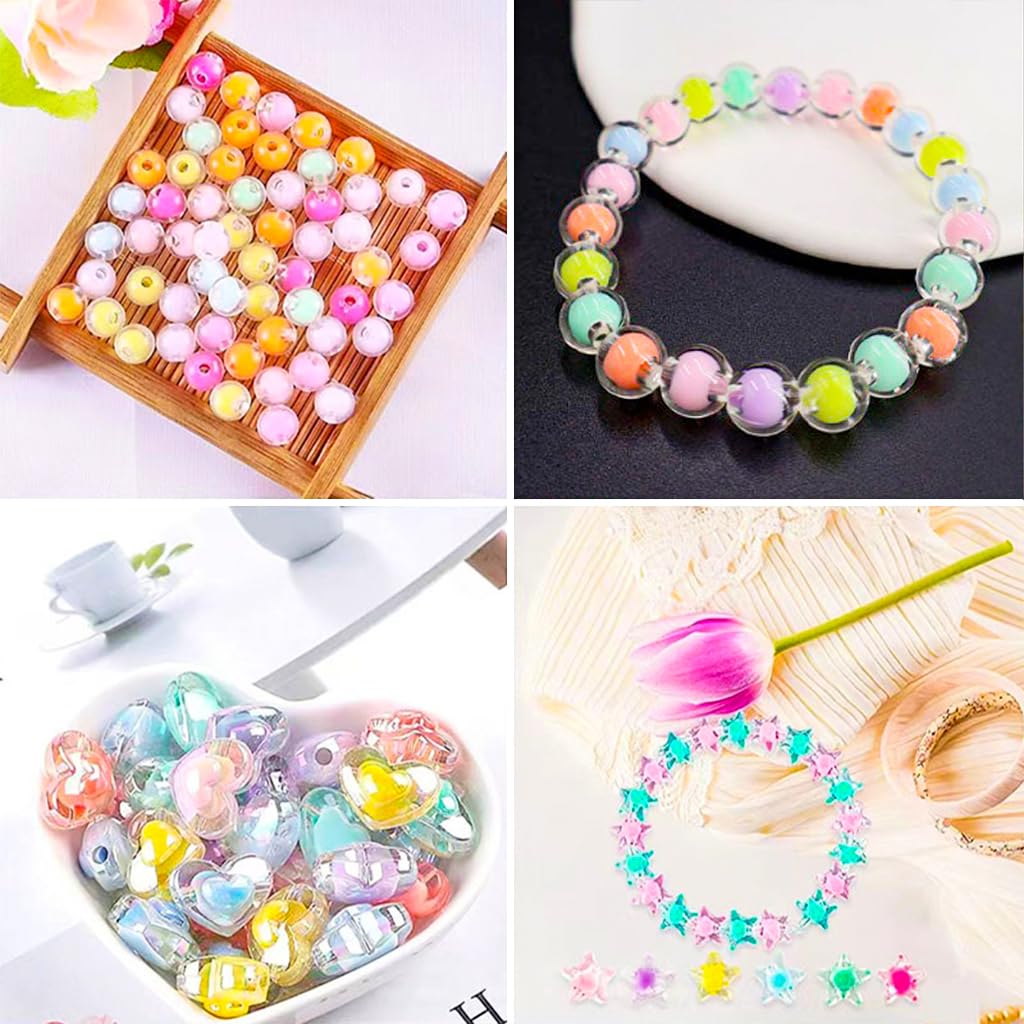 SANNIDHI 174 Pcs Acrylic Beads Jewellery Making Kit, Cute Aesthetic 4