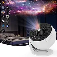 Projetor de estrelas de galáxia de planetário 12 em 1 para decoração de quarto, lâmpada de projeção de nebulosa rotativa de 360°, projetor de luz nocturna estrelada temporizada para crianças