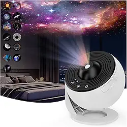 Projetor de estrelas de galáxia de planetário 12 em 1 para decoração de quarto, lâmpada de projeção de nebulosa rotativa de 360°, projetor de luz nocturna estrelada temporizada para crianças