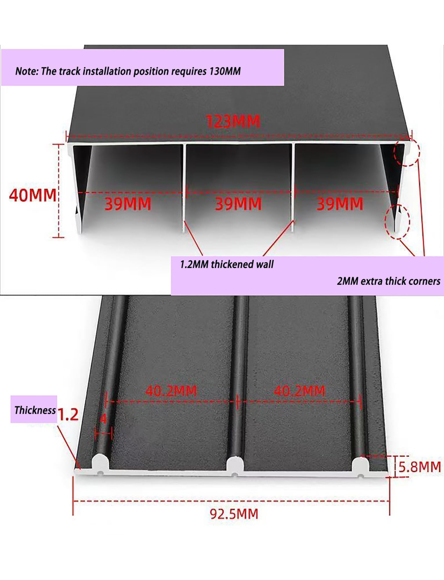 Okucia do drzwi przesuwnych, wytrzymałe aluminiowe szyny, mechanizm potrójny do dzielenia pokoju i szafy, 250 cm