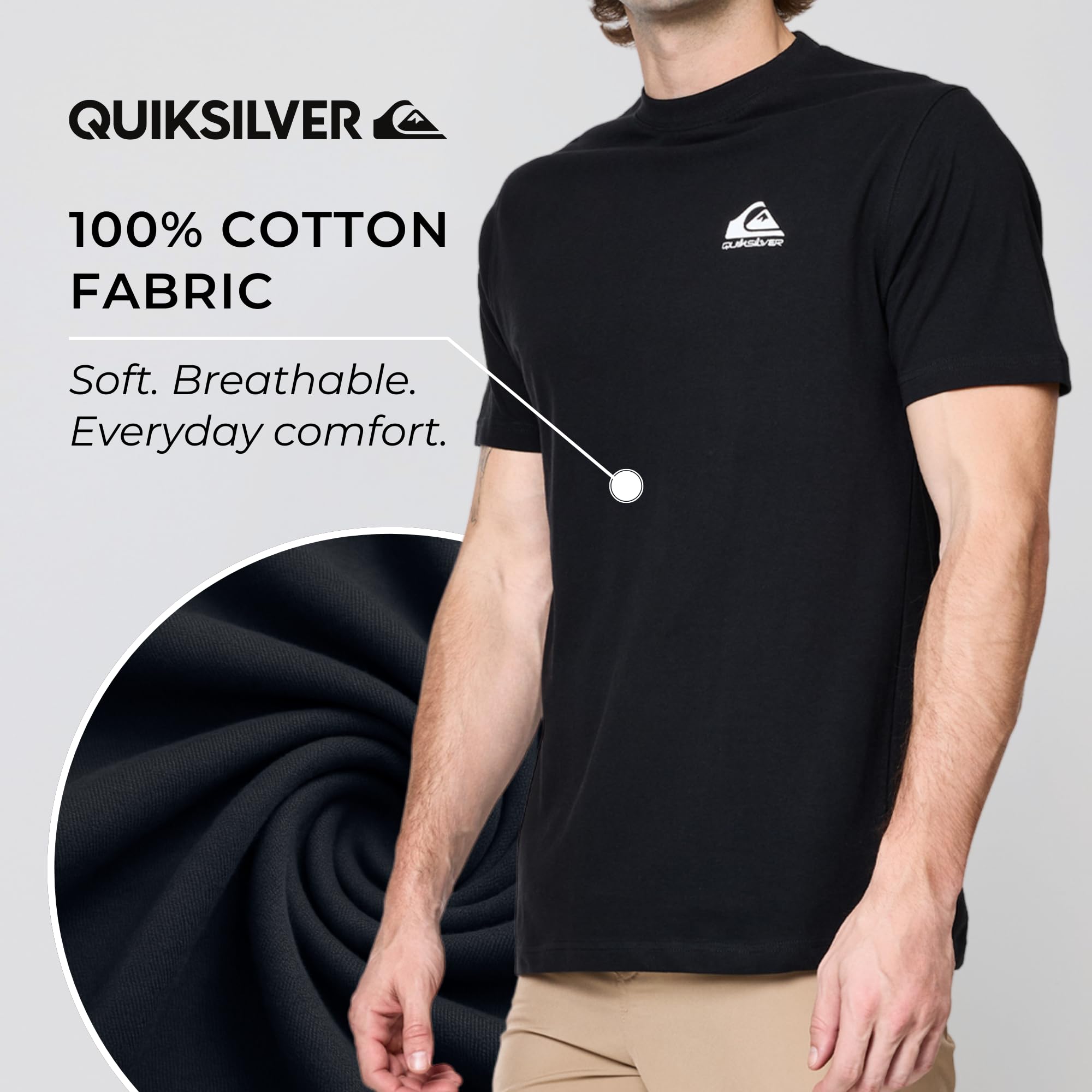 Quiksilver Duże i wysokie koszulki dla mężczyzn - męska bawełniana koszulka z krótkim rękawem i okrągłym dekoltem