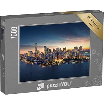puzzleYOU 1000 Piece Jigsaw Puzzle Skyline of New York in Sunrise - from the USA Skylines Skyscrapers Manhattan