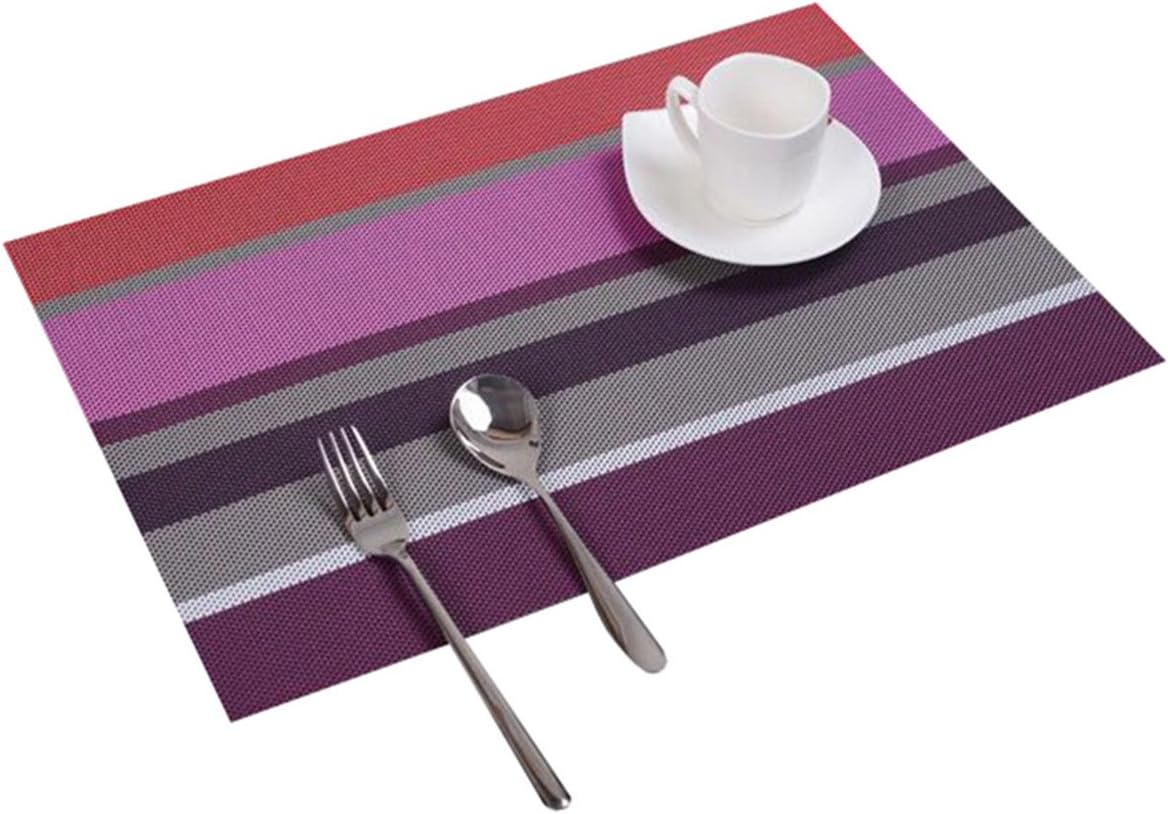 FOOKREN Table Mats Set of 6 Placemats Cross-weave PVC Dining Table Heat Resistant Washable Table Mats Pretty Decor Place Mats D-20015 (Purple-002)