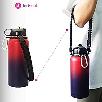 Vista 5 de Paracord Handle Shoulder Strap for Hydro Flask 1.0 12oz to 64 oz Wide Mouth Water Bottles(Not for Hydro Flask 2.0),Three Types of Water Bottle Strap