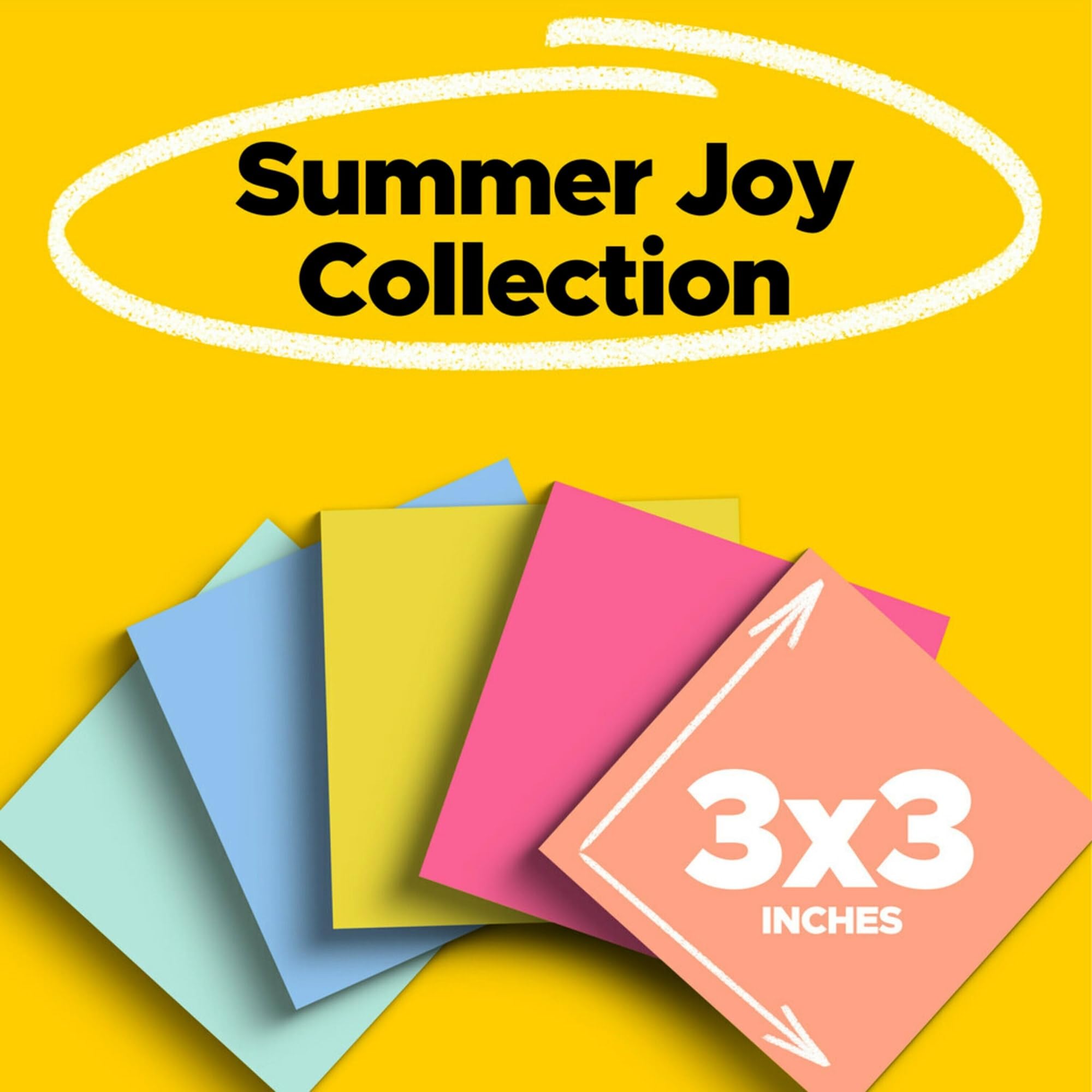Post-it Super Sticky Notes, 7,6 x 7,6 cm, 12 Blöcke, 90 Blatt/Block, 2 x The Sticking Power, Summer Joy Collection