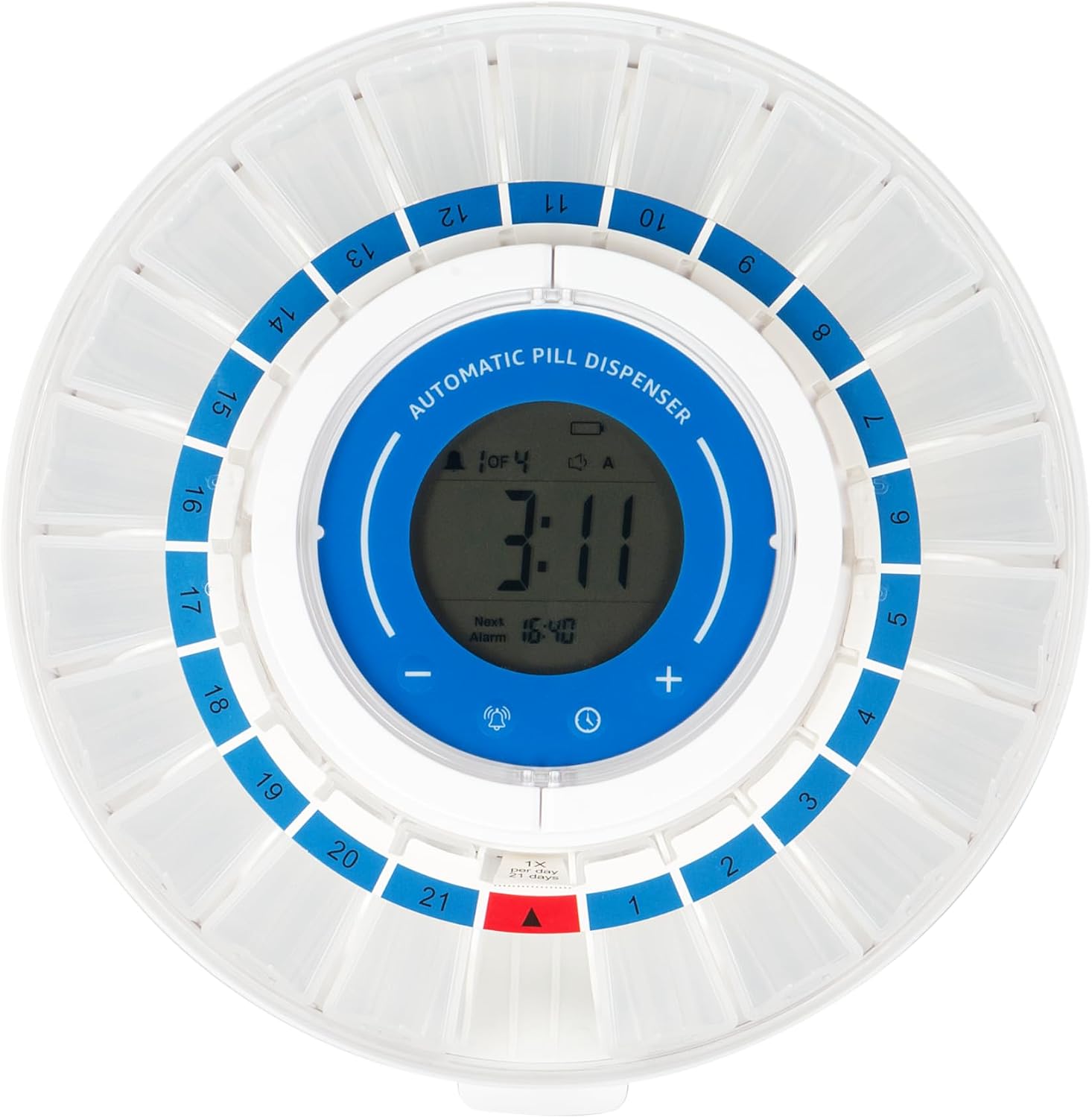 LiveFine Smart Pill Dispenser with WiFi & App, Removable Cups, 21 Compartments, 9 Dosage Rings, Alarm Reminder, LCD Display, Sound & Light Alerts for Vitamins, Supplements, Medications & Seniors