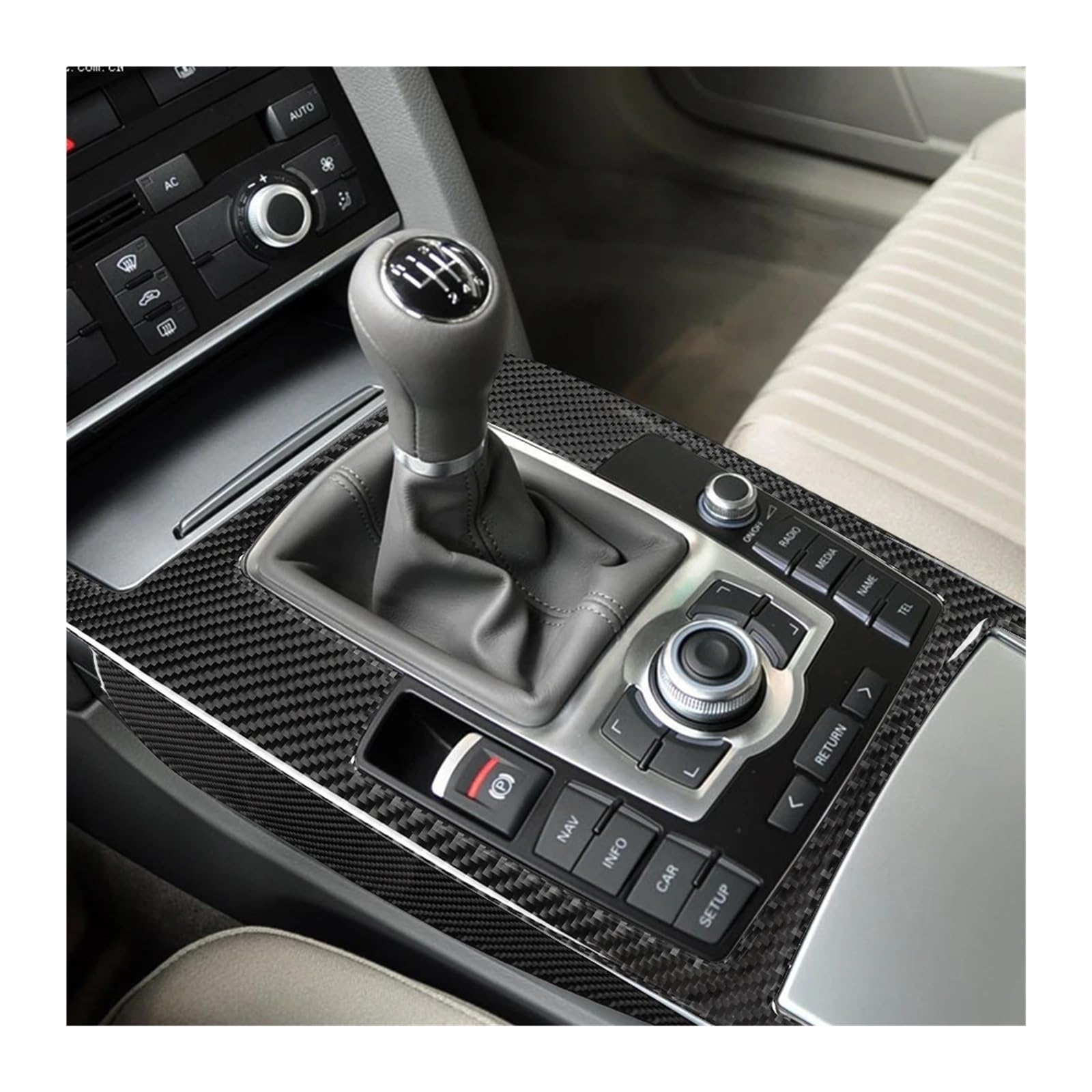 Naklejki z włókna węglowego Panel sterowania centralnego Panel deski rozdzielczej Naklejki ozdobne Kompatybilne z A6 4F C6 2005-2011 Akcesoria do wnętrza samochodu(Left drive hand B)