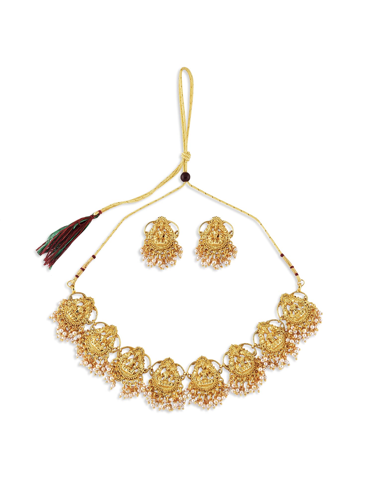 See full amazon price history chart for ZAVERI PEARLS Gold Tone Goddess Laxmi Temple Necklace & Earring Set For Women-ZPFK10840 ZAVERI PEARLS Gold Tone Goddess Laxmi Temple Necklace & Earring Set For Women-ZPFK10840 (B09GN7YC2R) Amazon Price History, Amazon Price Tracker