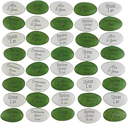 Dragées chocolat personnalisées avec votre texte 400g - Plus de 20 coloris au choix - pas cher - environ 150 dragées 71% de cacao - Fabrication artisanale en France (Variation vert)