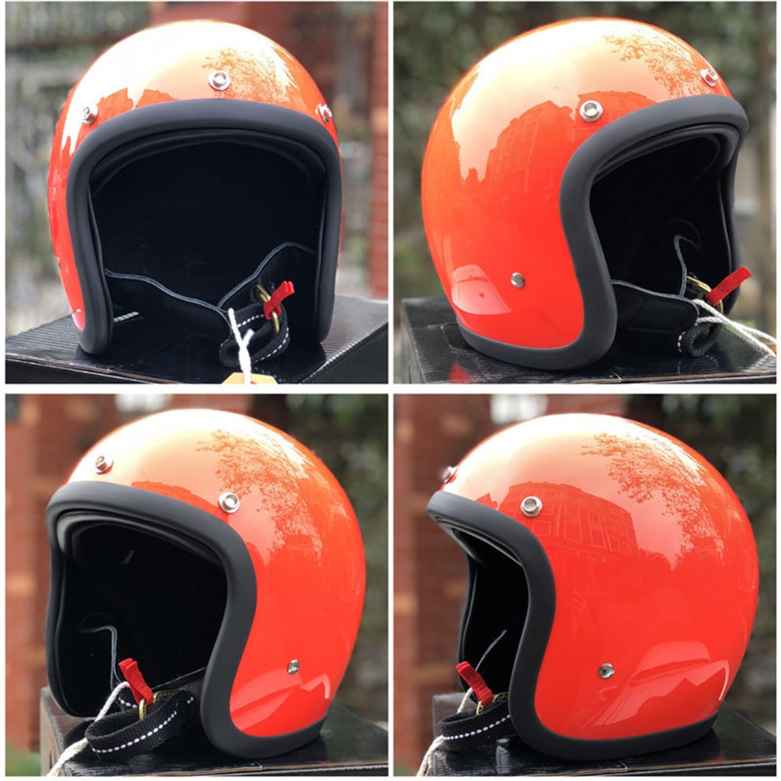 Casque Moto Japonais à Visage Ouvert Casque Moto Jet Petit Corps Casque Demi-Recouvert en Fibre Verre Casque Rétro Adulte 3/4 Approuvé ECE Casque Protection Hommes Et Femmes
