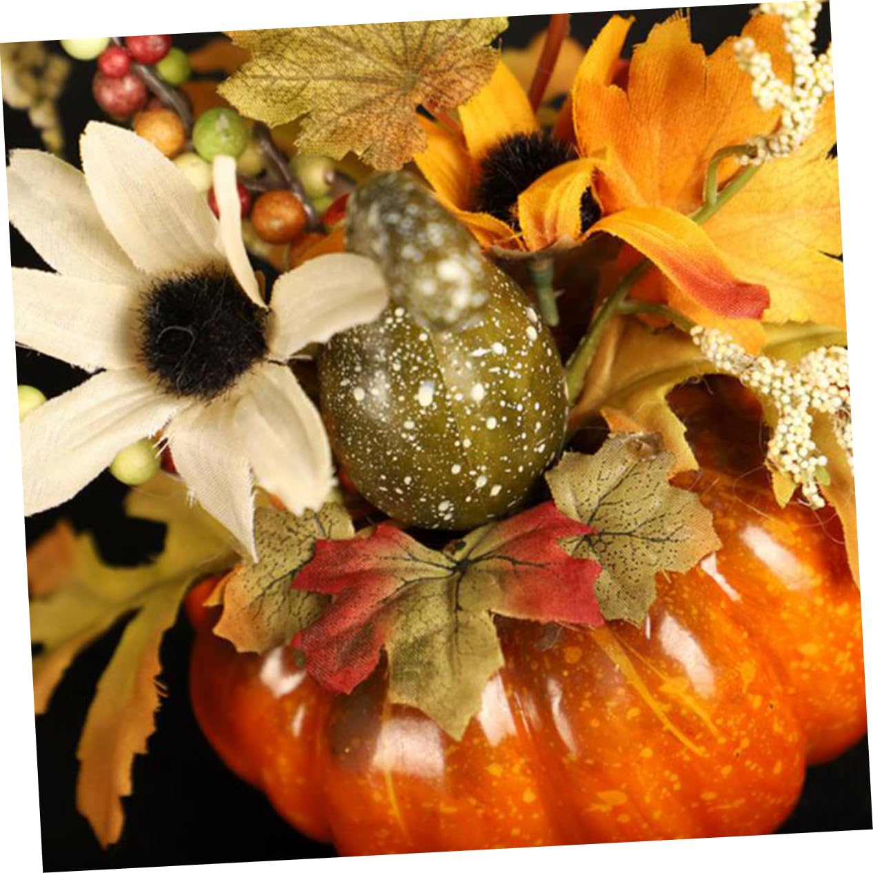 Cabilock 2 Set Di Decorazioni Autunnali Per Halloween Decorazioni Artificiali Zucche Finte Foglie Dacero Oggetti Di Scena Decorativi Per La Casa 2 Pezzi*2