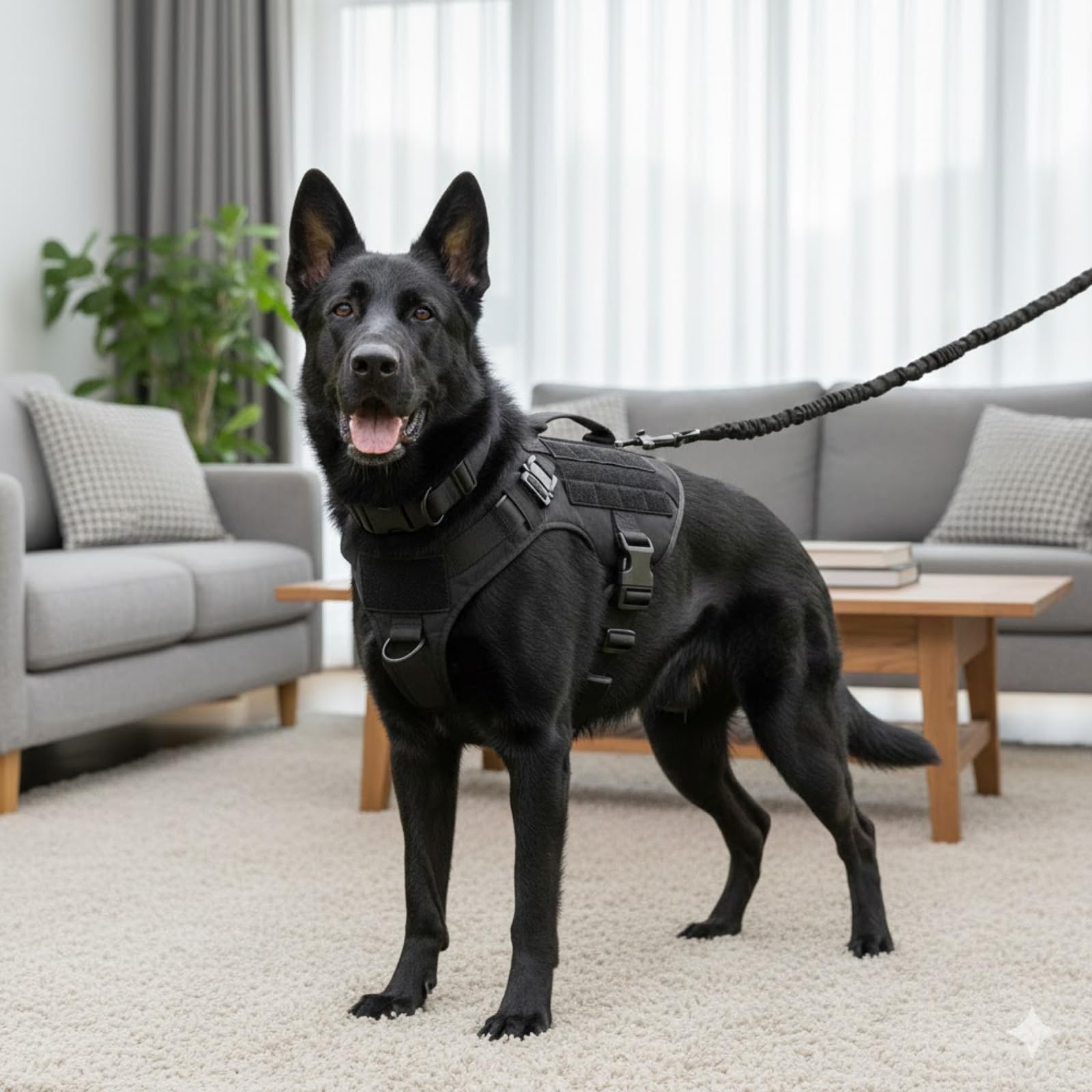 Set di pettorina guinzaglio e collare canino militare tattico - nylon resistente riflettente regolabile con due fibbie punti fissaggio multipli per l'allenamento il campeggio le attività