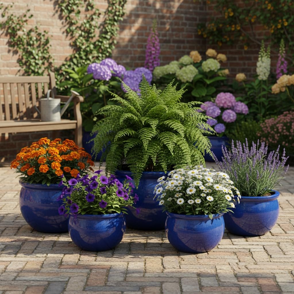 Teramico Pflanzgefäß aus Keramik frostfest (Royal Blau, 46cm x 26cm) | Frostfeste Premium Pflanzgefäße aus edler Keramik: absolut langlebig und in verschiedenen tollen Farben kombinierbar!
