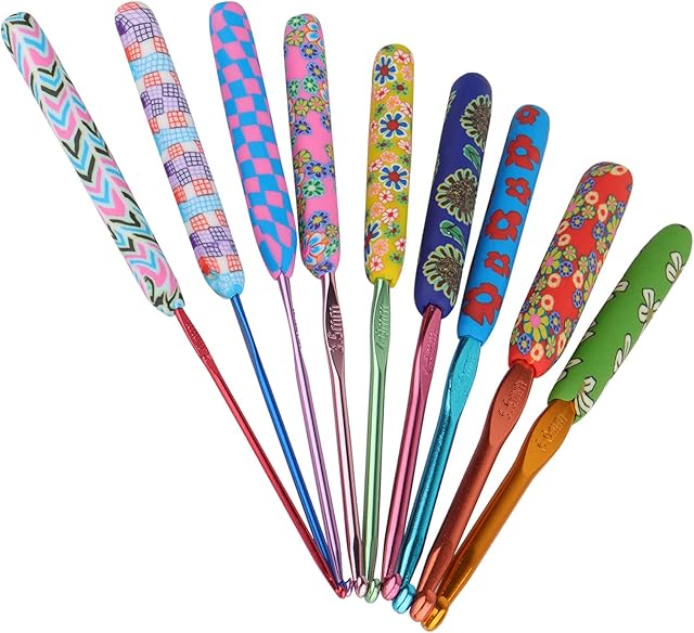 Coopay Crochet Hooks Set for Beginnes, Crochet Hook Set Soft Grip, Crochet Needles for Arthritic Hands, Crafted Pretty Crochet Hooks 9 Pack