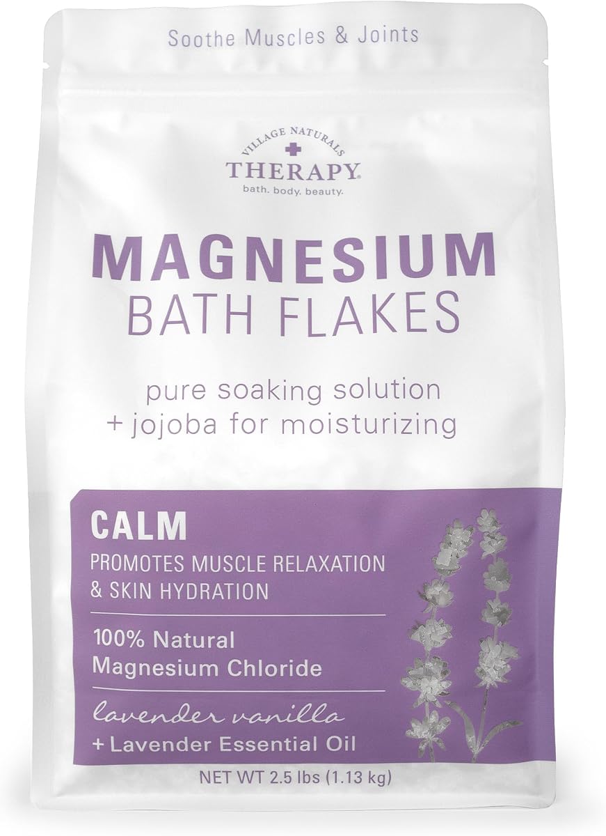 Calm Magnesium Bath Flakes, Lavender Vanilla Scent, 2.5 lbs