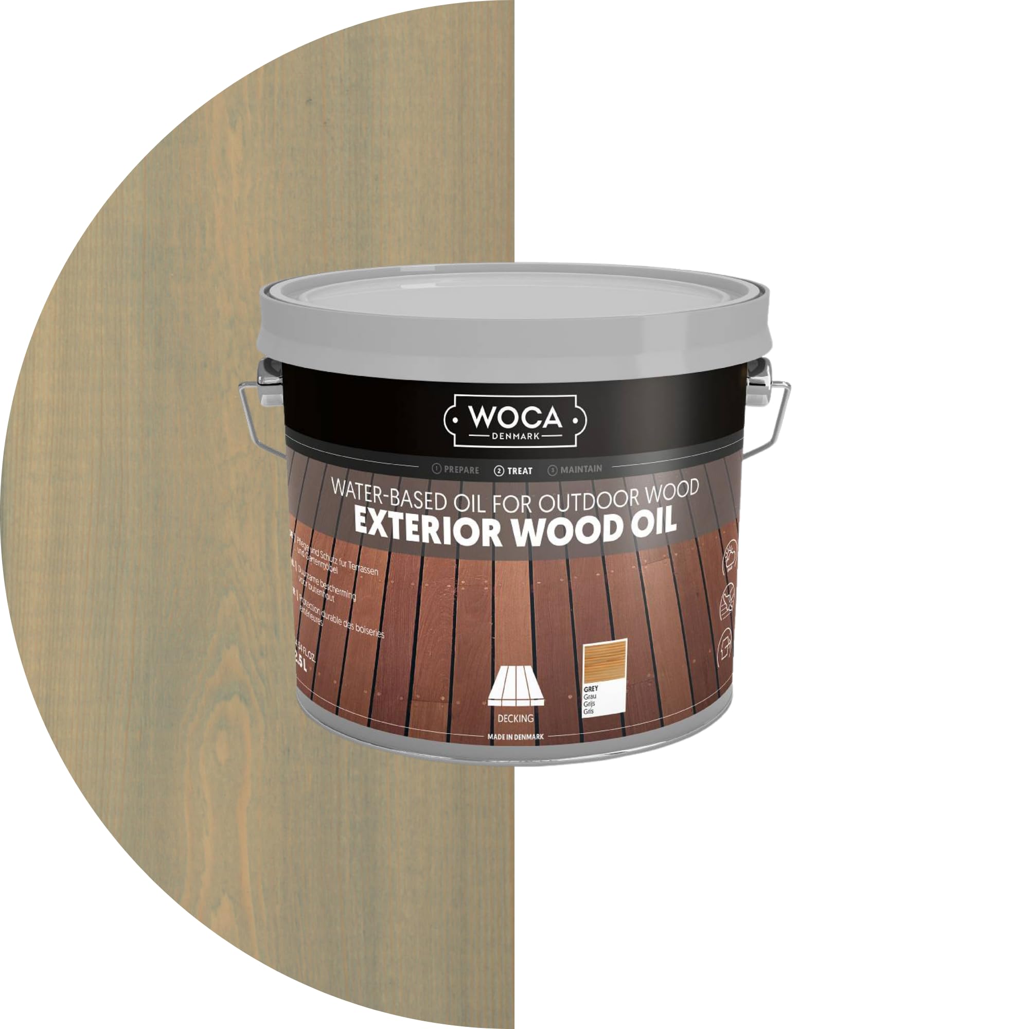 WOCA Denmark Exterior Wood Oil Grey 3 L - Aceite de terraza para terrazas, vallas y muebles de exterior