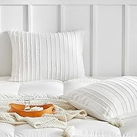 Vista 16 de WARMDERN Juego de 2 fundas de almohada beige tamaño Queen estándar, fundas de almohada de microfibra suave, estilo bohemio texturizadas con cierre