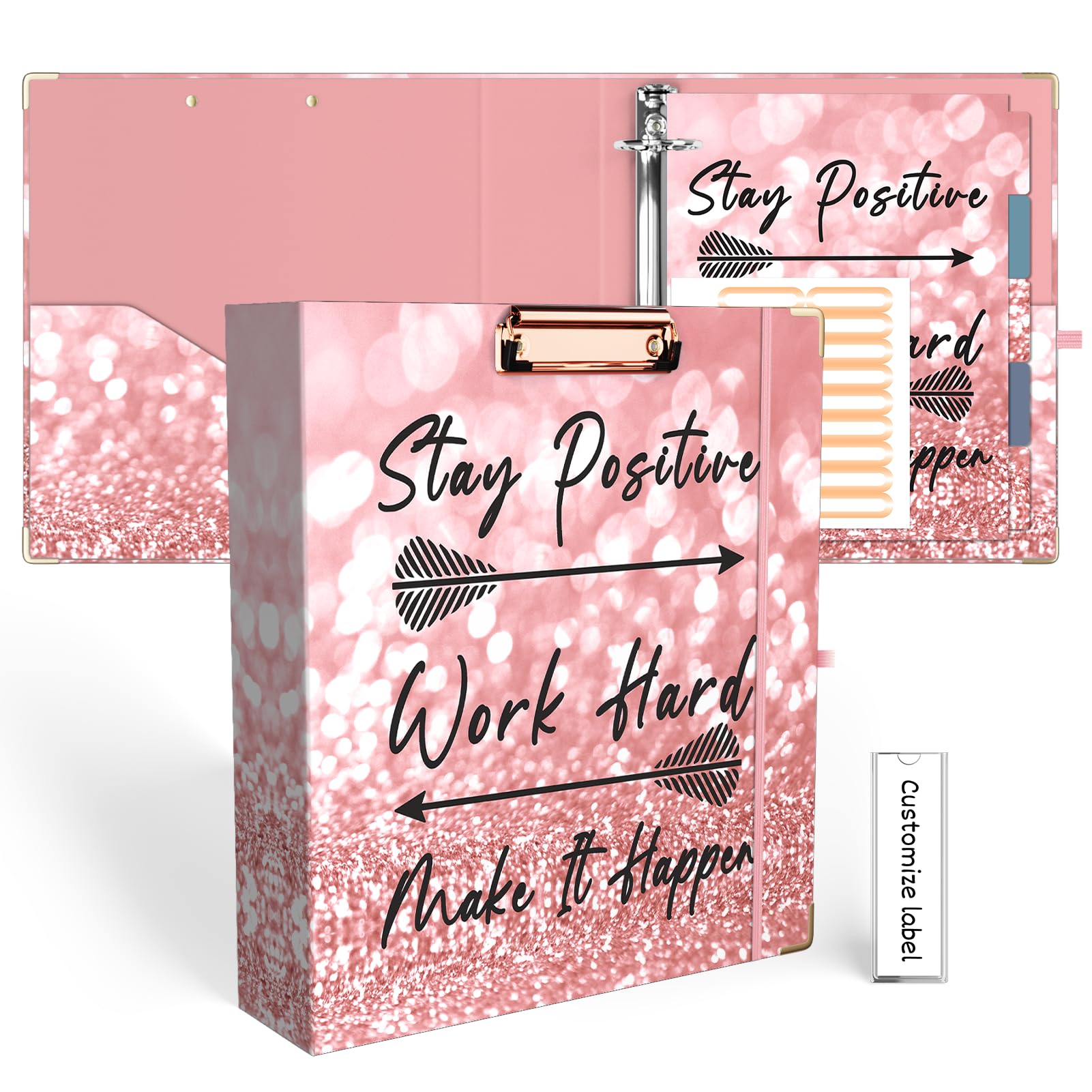 EYROZILL Decorative Hardcover 3 Ring Binder 2 Inch (Letter-Size) with 5-Tab Dividers and File Folder Labels Three Ring Binder for Back to School