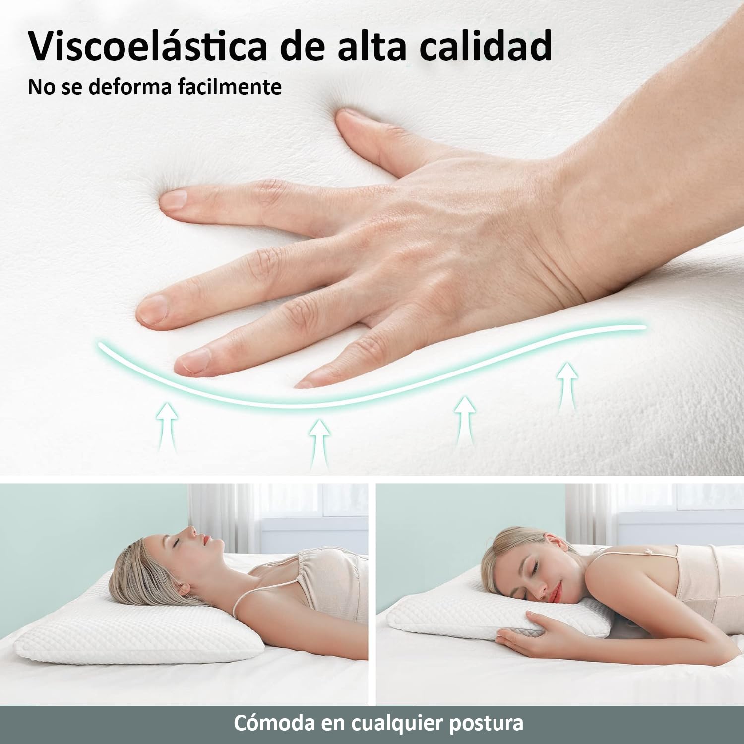 ECODE® Pack de 2 Almohadas Viscoelásticas de 70 cm – Alta Firmeza y Funda Termorreguladora Lavable para un Descanso Más Natural