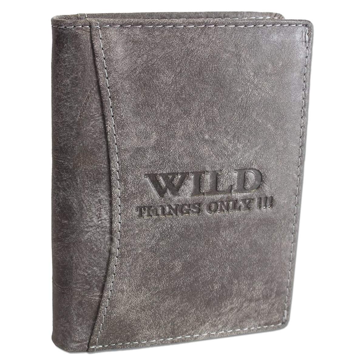 Herren-Geldbörse Aus Rindleder – Rustikales Design Mit Münzfach & Reißverschluss (12,5 X 9,5 Cm, Grau)