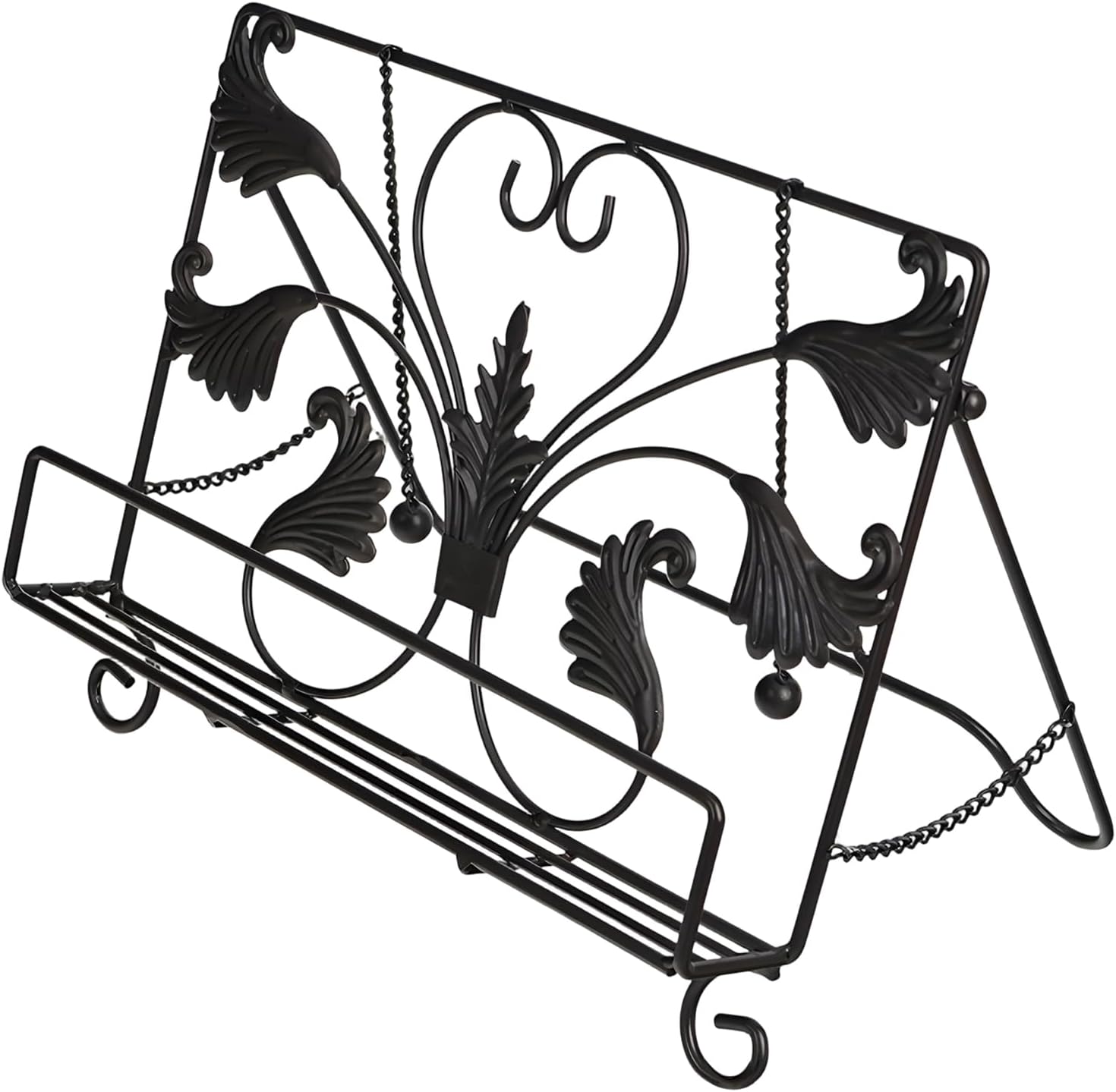 Iron Cookbook Stand, Heart-Shaped Nordic Style, Decorative Kitchen Recipe Tablet Holder for Hands-Free Reading, 12.6 X 7.5 X 9.4 in / 32 X 19 X 24 Cm