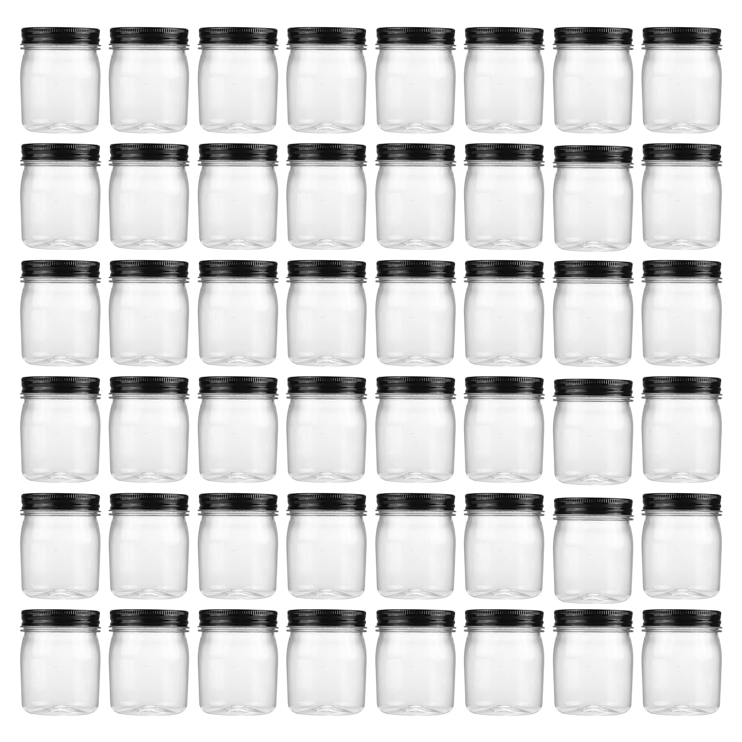 novelinks 8 oz Clear Plastic Jars with Screw-On Lids - BPA-Free Refillable Storage Containers for Slime, Spices, Crafts, Kitchen & Home Organization (48 Pack,Black) — image 1