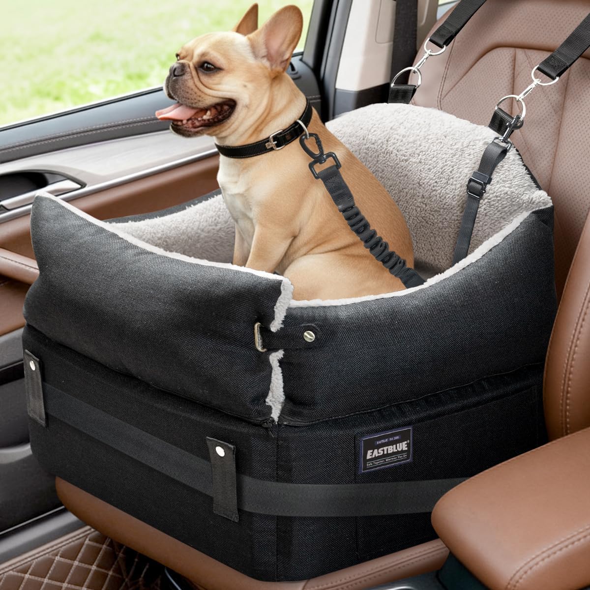 Elevated Dog Car Seat for Small Pets 0-35 lbs – Washable & Safe